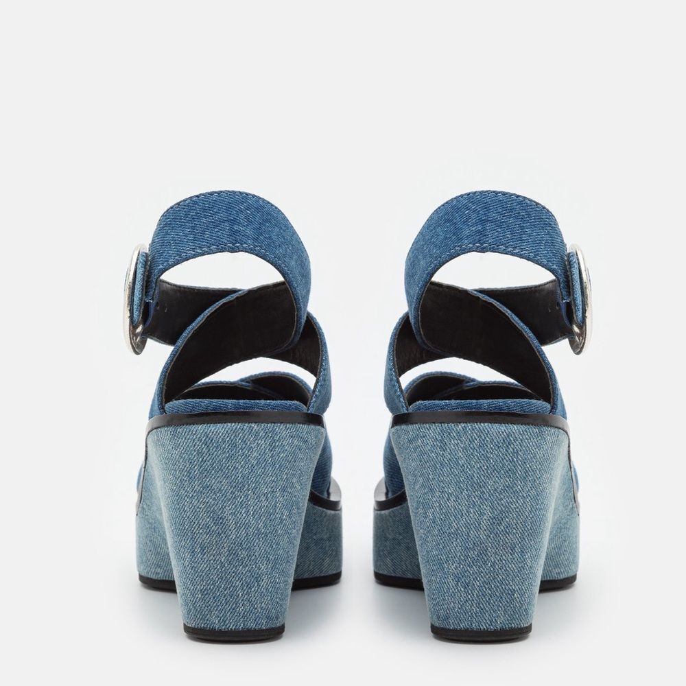 Rag & Bone Santiago Ankle Strap Platform Wedge Sandals Denim, New, Size US 8.5 - Picture 6 of 16